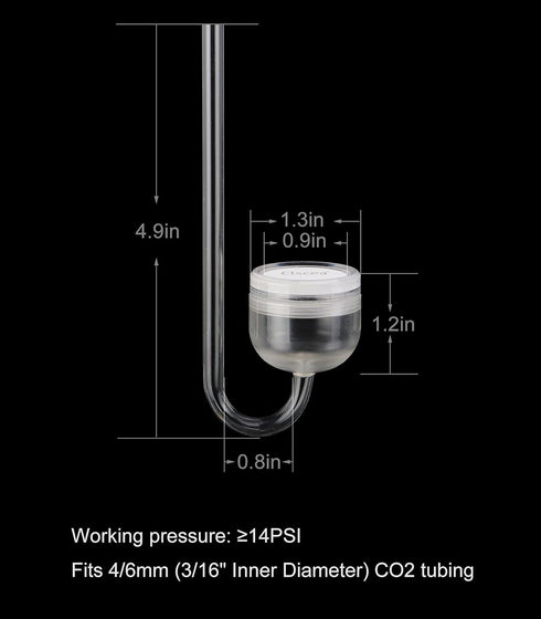 Acrylic CO2 Diffuser with Integrated Bubble Counter for Aquarium Plants (Large)