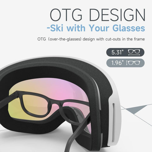 Kids Ski Goggles, Toddler Snowboard Goggles for Boys Girls Aged 3-14, 100% UV Protection OTG