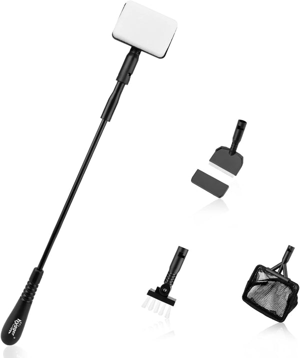 hygger Small Fish Tank Cleaner, Aquarium Cleaning Tools Kit with Handle, Seaweed Scraper, Sponge Brush