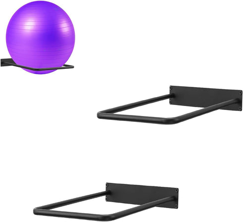 Large Stability Ball Wall Rack - Yoga Ball Storage Rack for Home or Commercial Gym Exercise Ball Organizer (2 Black)