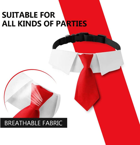 Dog Collar, Soft Polyester Bow Tie with Metal Buckle for Large, Medium, Small Boys Cat Dog Tie (Medium, Red/White)