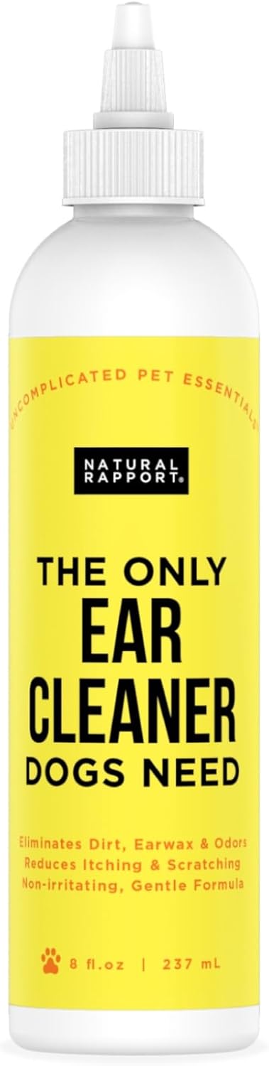 Natural Rapport Dog Ear Cleaning Drops, 8 Oz, Solution for Cleaning Wax, Dirt, and Contaminants