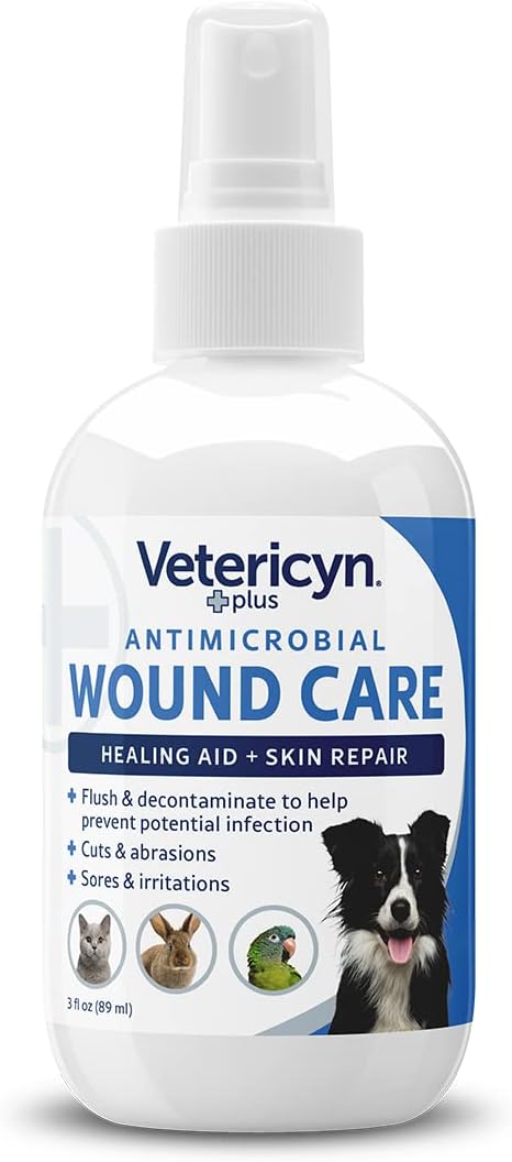 3 Vetericyn Plus Dog Wound Care Spray | Healing Aid and Skin Repair, Clean Wounds, Relieve Dog Skin Allergies, Safe