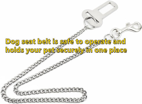 JLEivvi Dogs(60cm) Stainless Steel No chew Dog Car Seat Belt, Stainless Steel Dog Car Seat Belt Vehicle Travel Dog