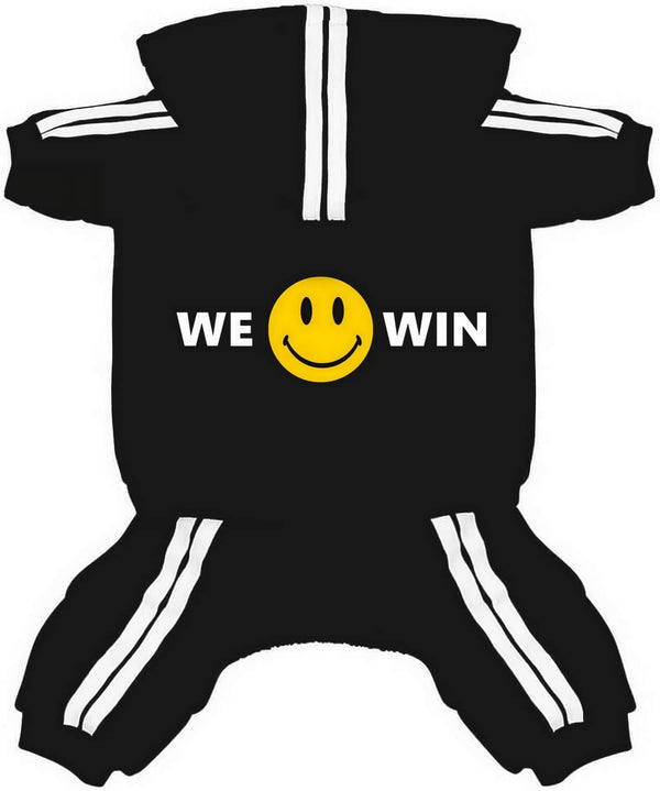 Cute Dog Hoodie Pajamas Tracksuit Coat for Winter, 4-Legs Black Clothing for Cat Puppy Small Medium Big Dogs (X-Small)