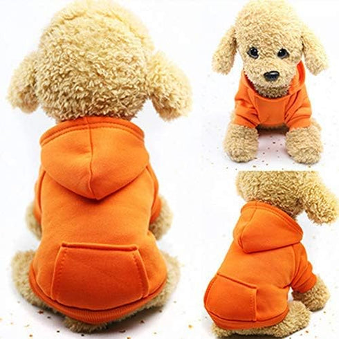 Idepet Dog Hoodies for Small Dogs - Warm Coat Jacket Vest for Chihuahua, Autumn Puppy Outfits (S, Orange)