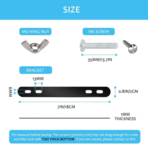Mounting Brackets with Screws for Bike Basket Installation, Metal Plates for Bicycle Cargo Rack