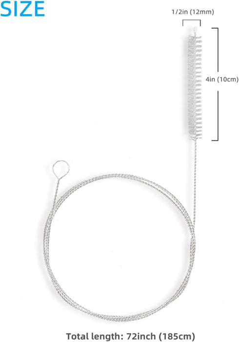 72 Inches Flexible Nylon Drain Brush for Cleaning Sunroof, Refrigerator, Aquarium Filter, White