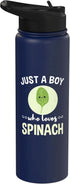 Just A Boy Who Loves Spinach Stainless Steel Insulated Water Bottle