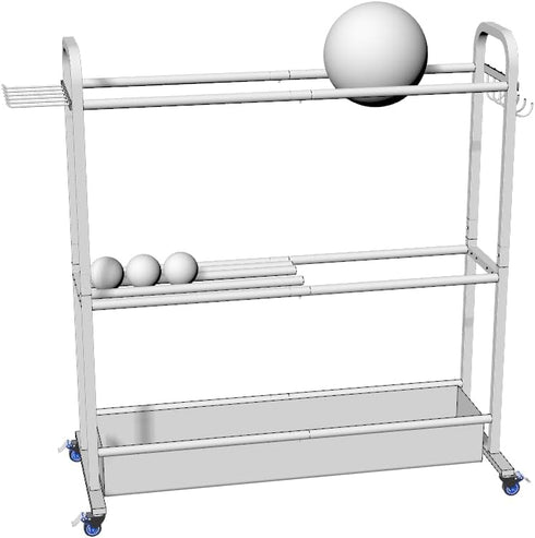 niffgaff Basketball Stand Storage Rack Outdoor, 4-Layer Training Rolling Ball Organizer with