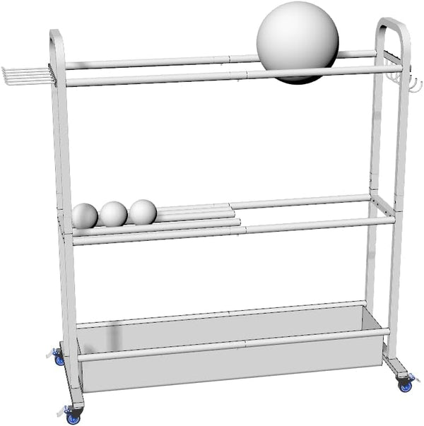 niffgaff Basketball Stand Storage Rack Outdoor, 4-Layer Training Rolling Ball Organizer with