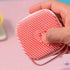 Dropshipping Soft Safe Silicone Pet Bathroom Massage Cleaning Grooming Tools, Dog Cat Bath Brush with Shampoo Box (Pink)