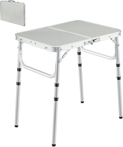 REDCAMP Small Folding Camping Table, 2ft Portable Outdoor Table, Aluminum Camp Table, Adjustable Height, Lightweight
