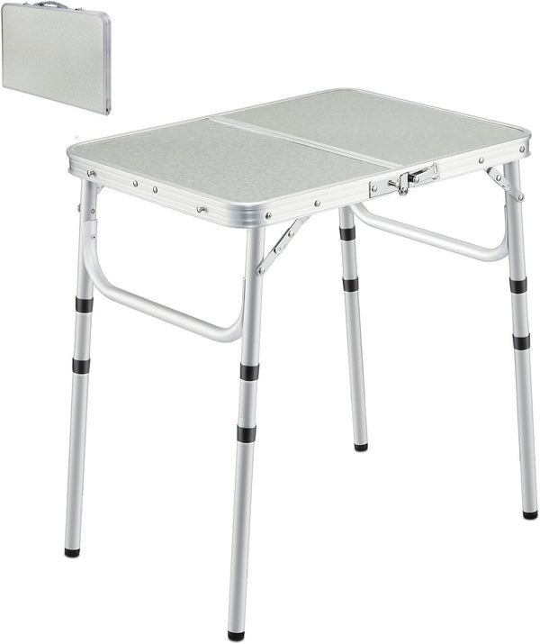 REDCAMP Small Folding Camping Table, 2ft Portable Outdoor Table, Aluminum Camp Table, Adjustable Height, Lightweight