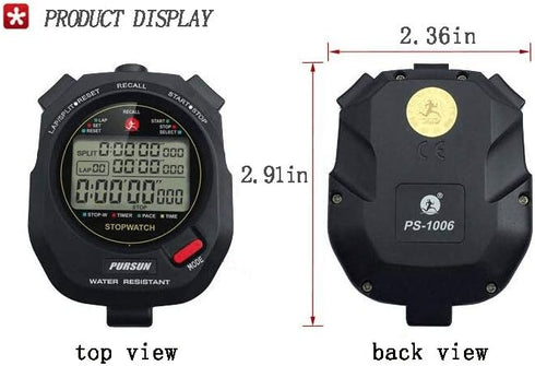 Professional Digital Timer Stopwatch, Sports Stopwatch with Countdown Timer, 100 Lap Memory, Water Resistant