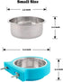 Crate Dog Cat Bowls, Removable Stainless Steel Hanging Pet Cage Bowls for Food and Water Feeder (Small, Blue)