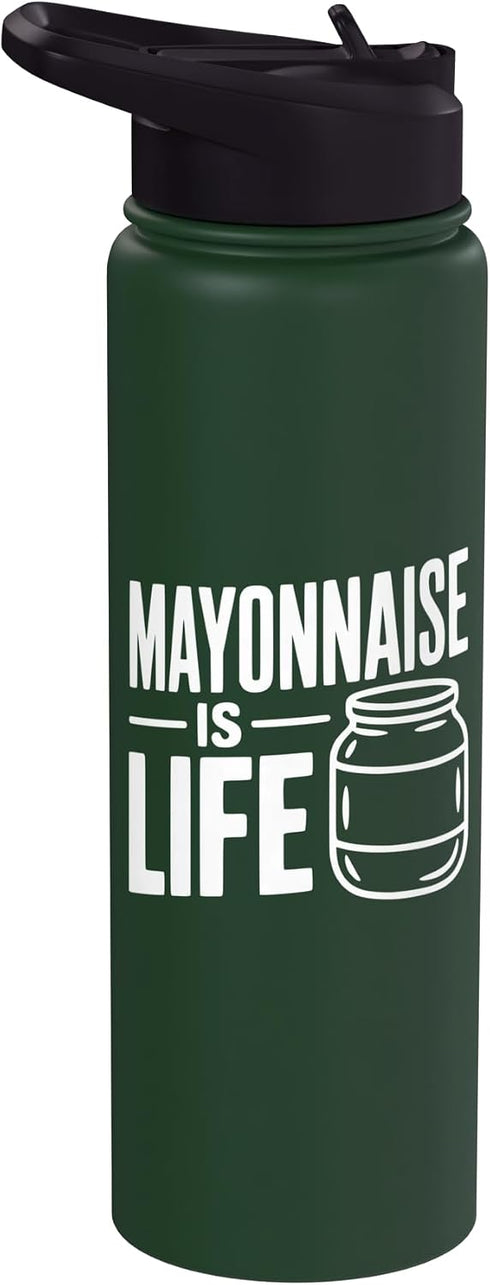 Fraxoweb Mayonnaise Is Life Funny Foodie Lover Stainless Steel Insulated Water Bottle