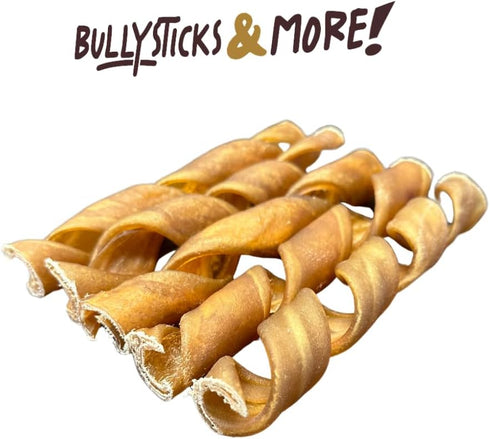 6 Inch (10 Count) BULLYSTICKS & MORE Beef Collagen Springs for Dogs - No Hide Bones - Bully Springs Dog Chews
