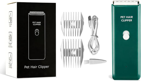 Dog Clippers, Quiet Washable USB Rechargeable Cordless Grooming Kit for Dogs and Cats (Green)