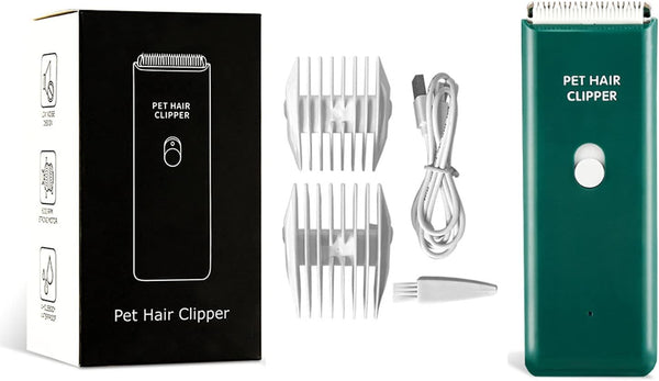 Dog Clippers, Quiet Washable USB Rechargeable Cordless Grooming Kit for Dogs and Cats (Green)