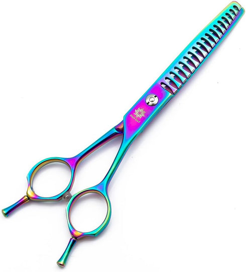 Professional Chunker Shear, 6.5"/8.0'' Twin Tail Downward Curved Pet Grooming Thinning/Blending Scissors