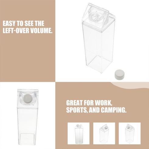 3pcs 500ml UPKOCH Ps Carton Milk and Juice Bottles Reusable Adorable Water Containers for Home and Outdoor Use