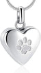 zeqingjw Pet Cremation Jewelry for Ashes, Paw Print Heart Urn Necklace Memorial Keepsake for Pet/Dog's/Cat's Ashes