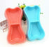 EORTA 3 Pcs Dog Double Bowls - Bone Shaped Feeder, Pet Plastic Bowl for Water & Food, Smooth Surface, Random Color