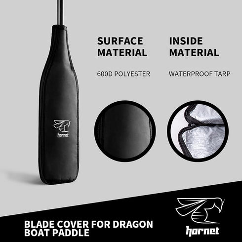Hornet Watersports Blade Cover for Dragon Boat Paddle, Black/Black/Silver