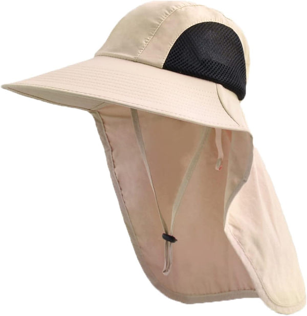 Sun Hat for Men Women - UPF 50+ UV Protective Hiking Fishing Wide Brim Sun Hat with Neck Flap