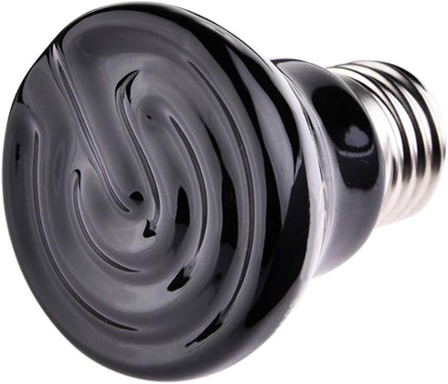 50w Reptile Heat Lamp Bulb 2 Pack, Infrared 50 Watt Ceramic Heat Emitter for Brooder Coop, No Light (Black)