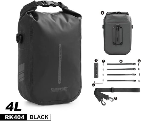 Rhinowalk Waterproof Bike Front Pannier Bag Fork Bag for E-Scooter Mountain Bike Accessories - Black, 4L