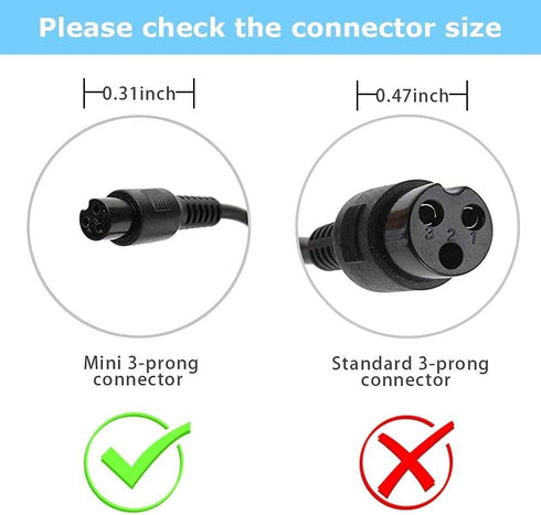 GLDYTIMES Hoverboard Charging Port Replacement (3 Prong) for Smart Self-Balancing Scooter, Swegway, Swagtron, Swagboard