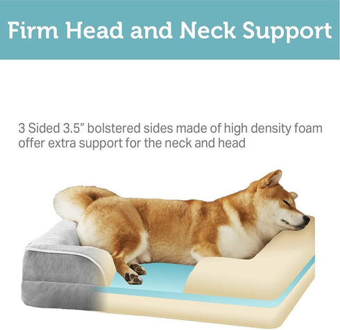 Friends Forever Orthopedic Dog Bed, Bolster Dog Couch with Memory Foam and Removable Washable Cover, Ally Grey,
