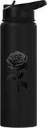 Darkened Rose Black Rose Stainless Steel Insulated Water Bottle