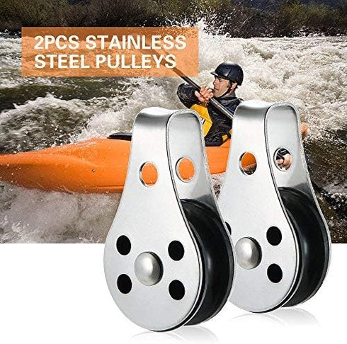 Lixada 2PCS Stainless Steel Pulley Blocks for Kayak Canoe Boat Anchor Trolley Kit