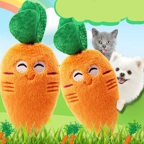1Pc Orange Soft Dog Toys - Cute Carrot Plush Chew Squeaker Sound Pet Puppy Supplies with Multi-Squeaks