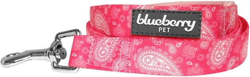 Blueberry Pet 5 Colors Paisley Flower Print Dog Leash, 5 ft x 5/8", Pink, Small