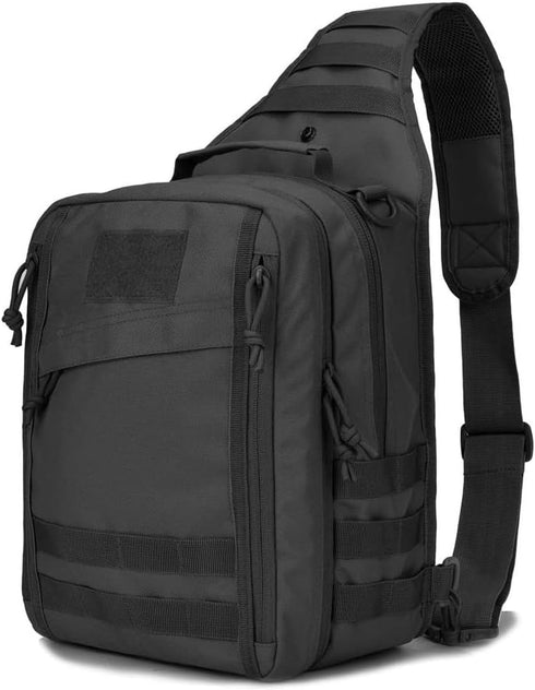 Pack Pack 07-Black) REEBOW GEAR Tactical Sling Bag w/Gun Holster Small Military Rover Shoulder Sling Molle Assault
