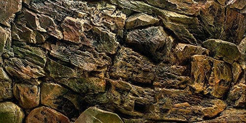 Rock Wall Aquarium Background Poster, PVC Fish Tank Decor Landscape (36" x 16"/ 91 x 41cm)