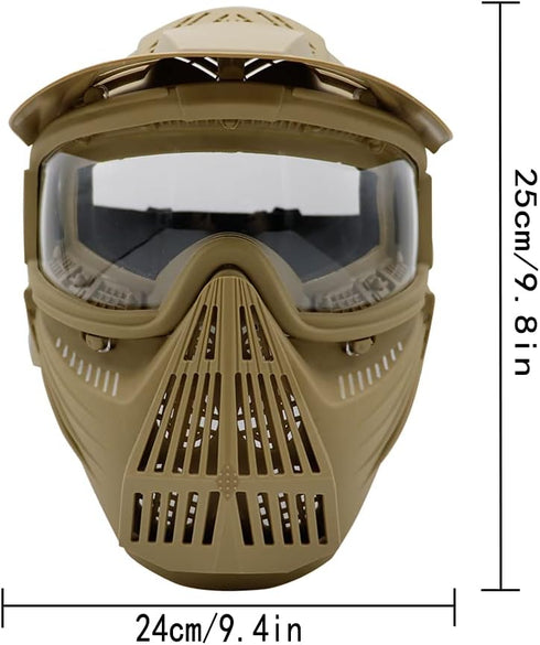 Tactical Mask Airsoft Masks for BB Hunting, Full Face Tactical Gear, Impact Resistant with Goggles for Outdoor