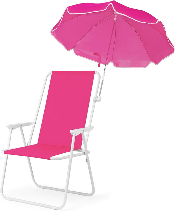 1 Pack Heavy Duty Steel Beach Chair,Beach Chair with Umbrella,Outdoor Folding Chair