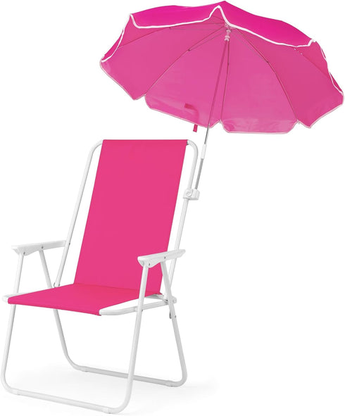 Outvita Beach Chair with Umbrella, Outdoor Folding Chair High Strength Cleanable Fabric