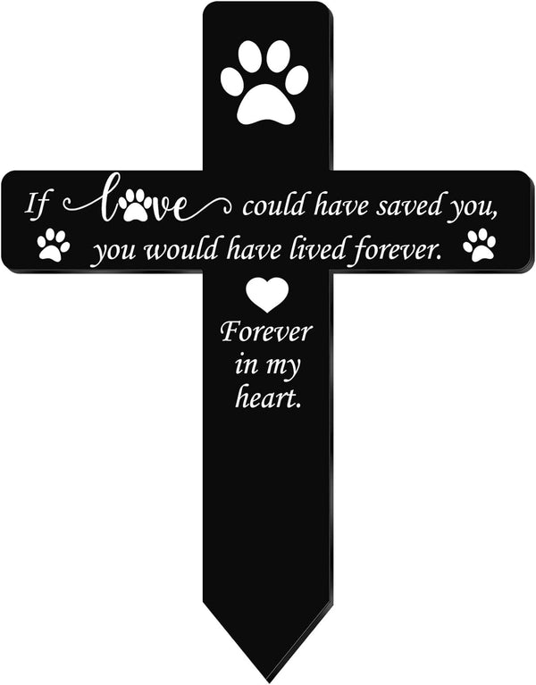Unittype Dog Grave Marker, Cross Memorial Gifts, Waterproof Acrylic Grave Marker for Pet Memorial Garden