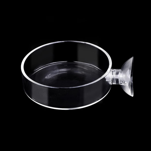 WEAVERBIRD 60mm Aquarium Shrimp Feeder Dish - Suction Glass Fish Tank Feeding Bowls, Round Clear Dishes