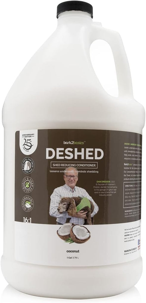 Bark2Basics DeShedding Dog Conditioner, 1 Gallon - Natural, USA Made, Omega 3 & 6 Rich, Reduces Shedding, Strengthens