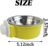4PCS Crate Dog Bowl, Plastic Bowl & Stainless Steel Bowl Removable Hanging Food & Water Feeder 2-in-1 Cage Bowl Coop Cup for Cat, Dog, Birds with 4 Pet Food Spoons