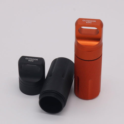 HRX Package Outdoor Waterproof EDC Survival Container Capsule, Airtight Aluminum Pill Bottle (2PCS)