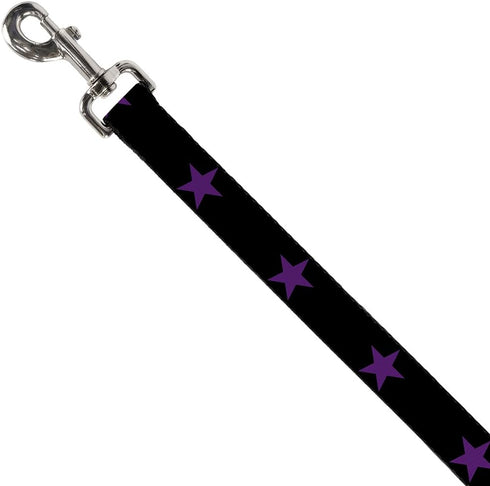 Buckle-Down Pet Leash - Star Black/Purple, 6 Feet Long, 1" Wide