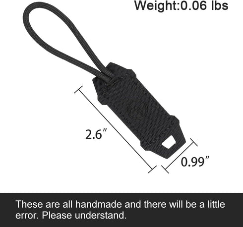 Tactical Zipper Pull Cord Hook Handle - Replacement Zipper Pulls Tab 2PCS for Hiking and Outdoor Activities